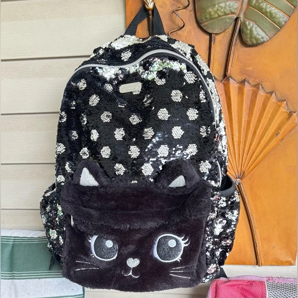 Justice Girls Cat Kitty Flip SEQuin Backpack